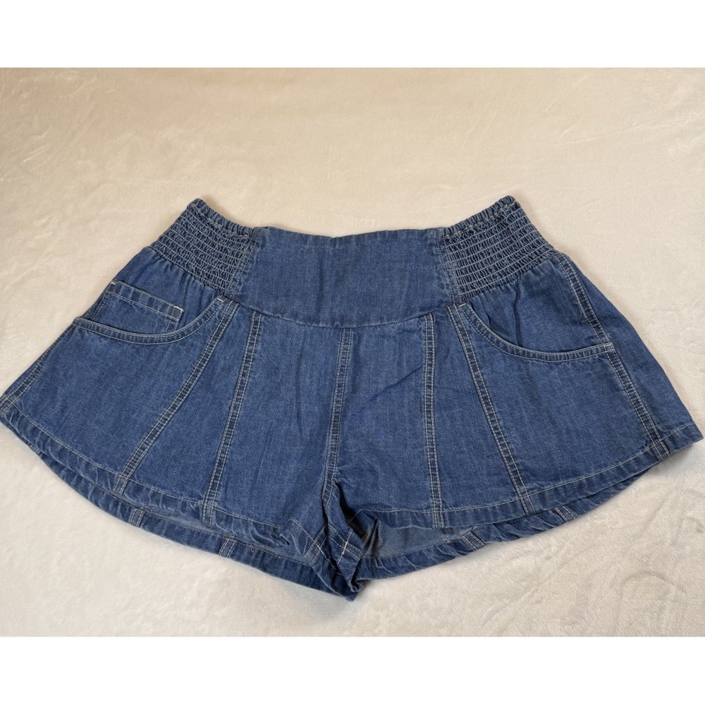 Free People We The Free Luna Pull-On Shorts S Solie Denim Smocked NWT $78